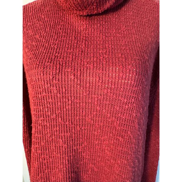 Free People Red Cowl Neck Pullover Cranberry Turtleneck Sweater Top M NWOT - Picture 3 of 8